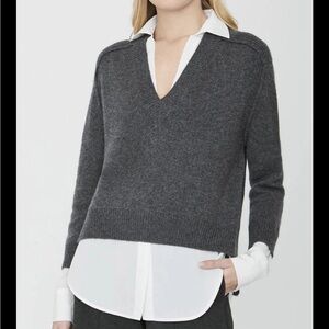 Brochu Walker Charcoal V-Neck Wool Blend Sweater